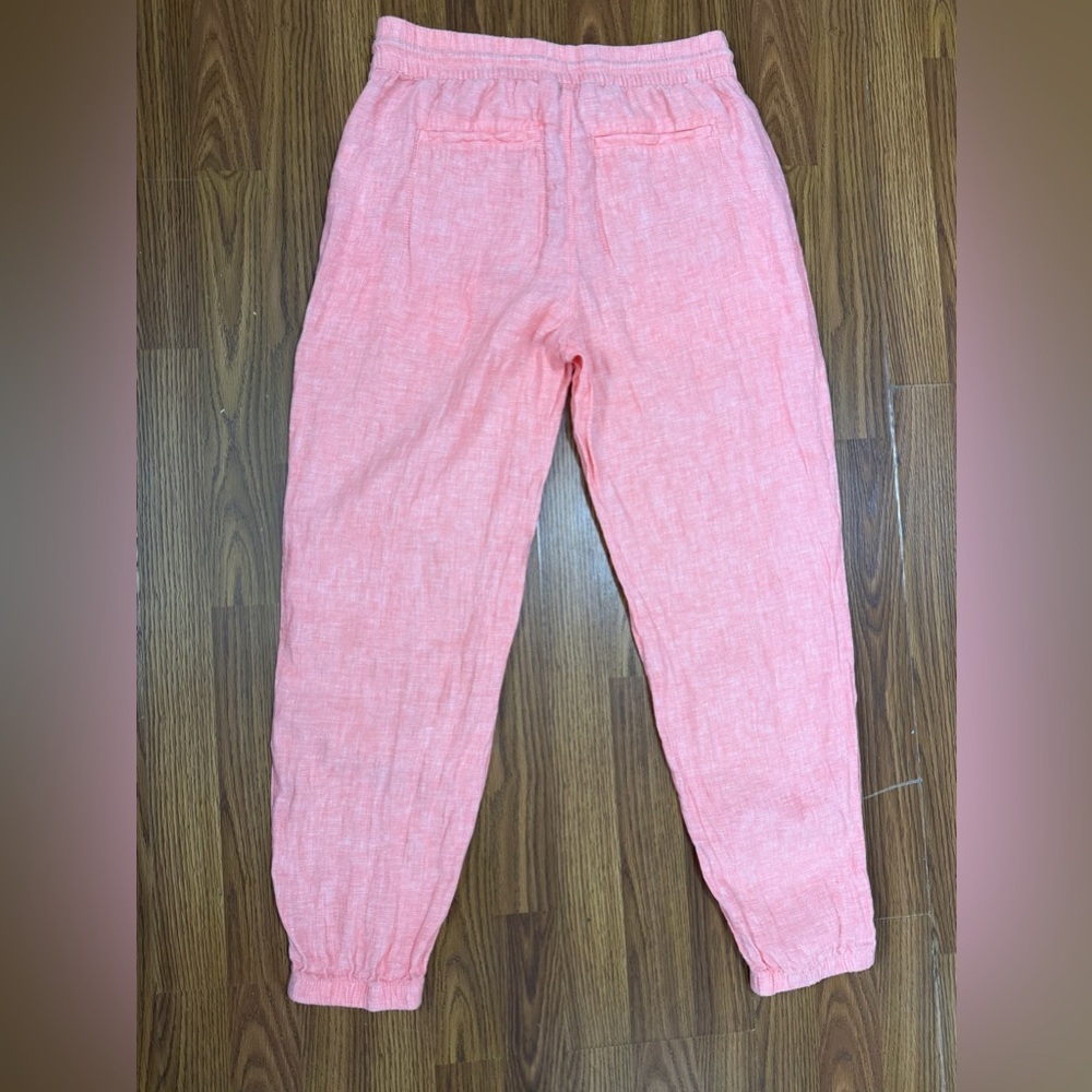 Athleta Women's Retreat Linen Joggers Coral Pink Size 6. - Picture 3 of 5